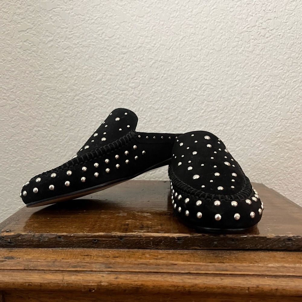 NWT Schutz Evie loafer flat women’s 8 studded backless slip-on suede leather